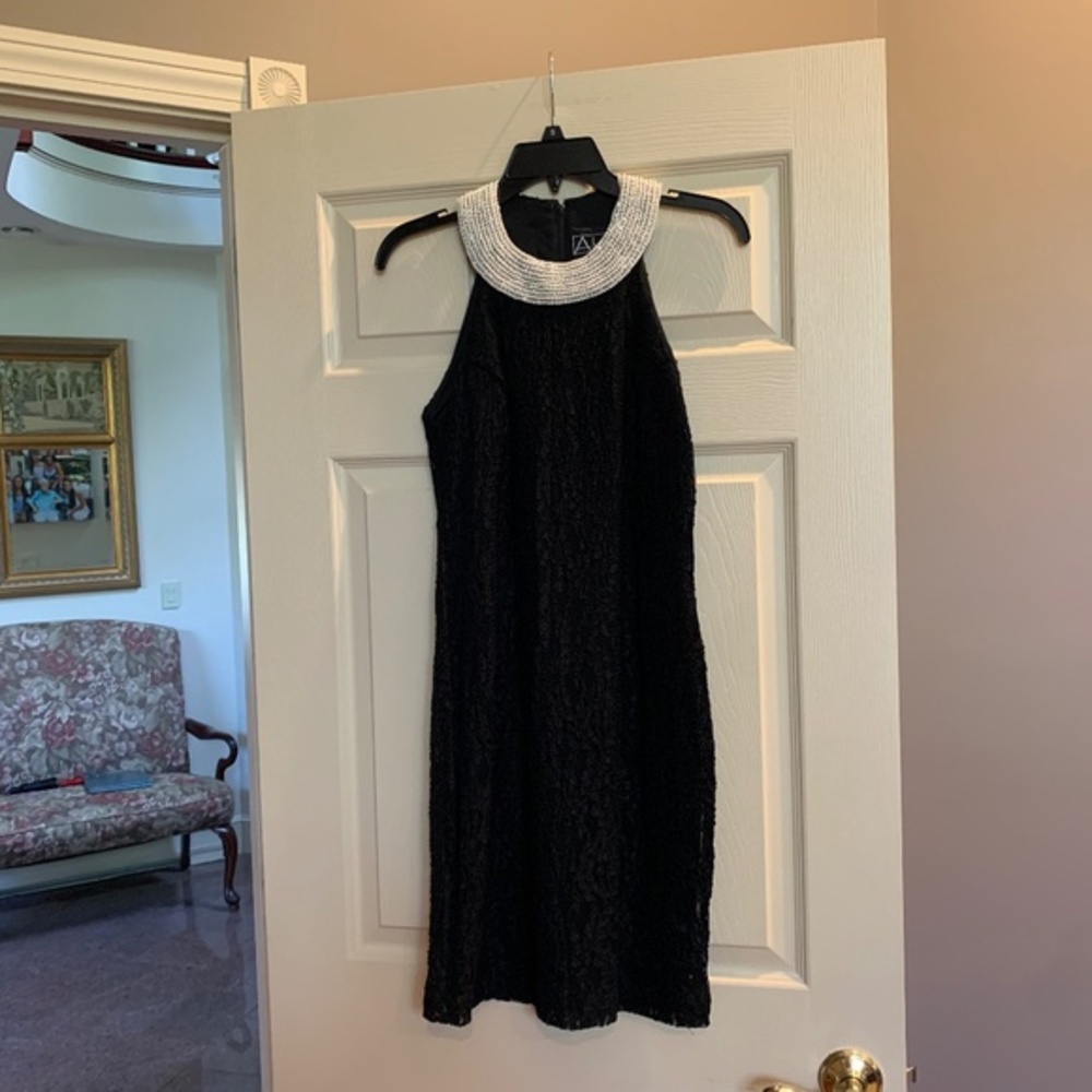 Alex Evening Black Embellished Sleeveless Dress sz S